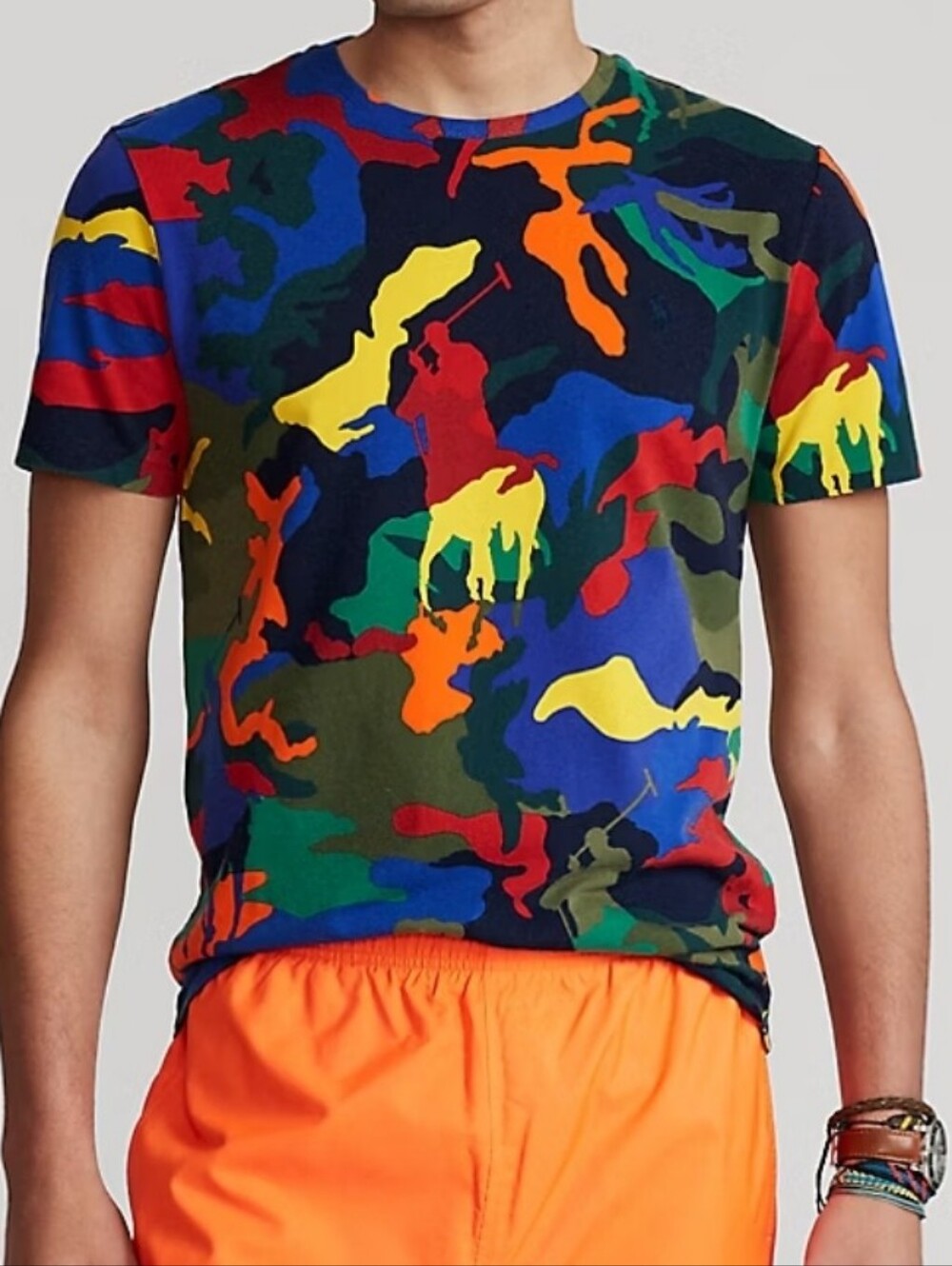 Polo by Ralph Lauren Boy's Multicolor Camo Logo Print Crewneck Tee (US 7)